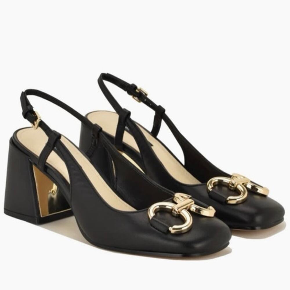 Cast Leather Block Heel Slingback Pumps
Regular